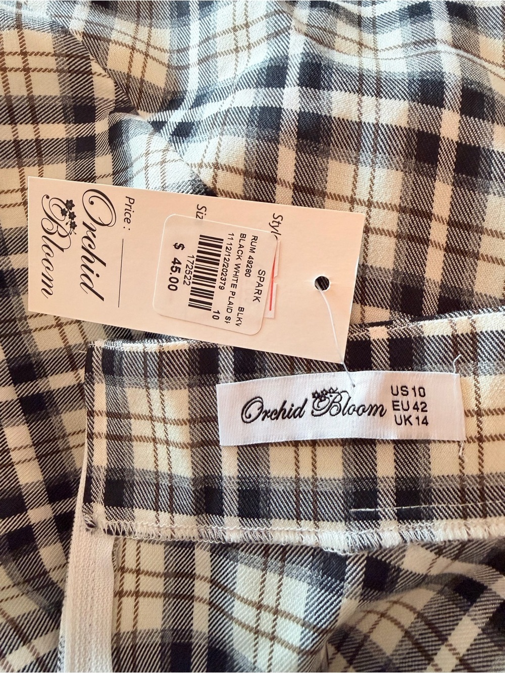Black & White Plaid Midi Skirt - Picture 6 of 6